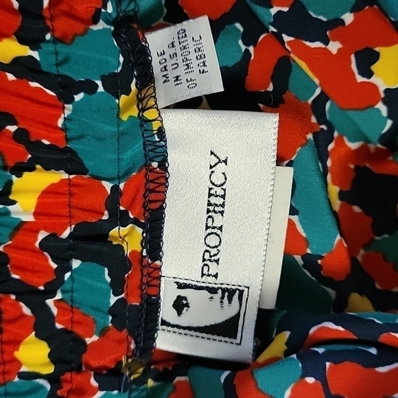 Vtg PROPHECY 1990s rainbow confetti pleated tea length Skirt - Picture 7 of 8
